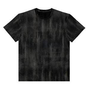 T-shirt en coton noir tie-dye pour homme, manches courtes, col rond, coupe classique, décontracté, tricoté, motif uni, respirant, respectueux de l'environnement - Product Image 5