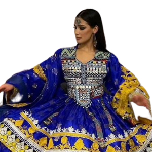 Robe afghane pour femme Kuchi, nouvelle collection, haute qualité, style tendance, pour mariage et fête, avec dentelle et boutons, longueur genou, vente chaude - Product Image 5