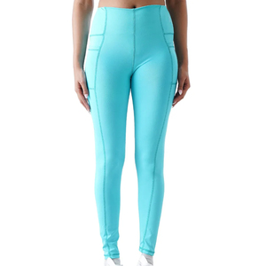 Leggings de yoga taille haute contrastants effet push-up avec fermeture élastique Spandex/Nylon respirant et écologique pour femme - Product Image 1
