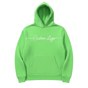 Sweat-shirt à capuche unisexe vert avec logo personnalisé, couleur unie, décontracté, en molleton de coton, imprimé sur le devant, coupe classique, pour l'automne - Product Image 1