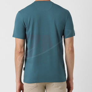 T-shirts pour hommes grande taille, couleur bleue unie, marque personnalisée, 100% coton, style streetwear décontracté, coupe ample, t-shirts basiques pour l'été - Product Image 3