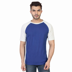 Men's <b>Raglan</b> <b>Sleeve</b> <b>T</b>-<b>Shirt</b> Solid Color O-Neck Regular Fit <b>T</b>-<b>Shirt</b> Casual Style Tee Knitted Cotton Short <b>Sleeve</b> Contrast Trim - Product Image 1