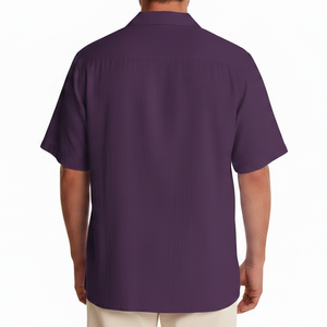 เสื้อเชิ้ตผู้ชายสีพื้นเรียบง่าย แขนสั้น สไตล์สตรีทแวร์ ทันสมัย รับผลิตเสื้อเชิ้ตผู้ชายตามแบบส่วนตัว มีจำหน่าย - Product Image 5