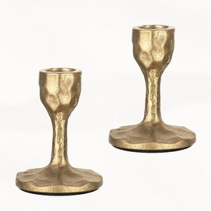 Ensemble de 3 chandeliers dorés pour bougies coniques, en fer, style vintage, en laiton doré - Product Image 5