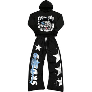 Conjunto de Sudadera con Capucha y Pantalones Deportivos para Hombre, Ropa Deportiva con Estampado Gráfico, Estilo Hip Hop - Product Image 1