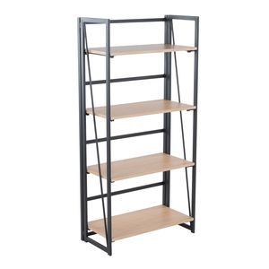 Libreria Contemporanea Dakota con Ripiani in Metallo Verniciato Nero e Legno Naturale - Product Image 1