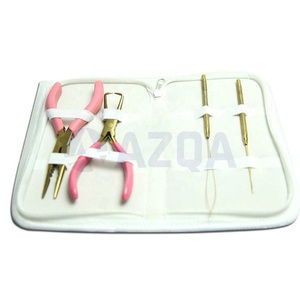 Kit professionnel d'outils pour extensions de cheveux en acier inoxydable rose avec pinces à micro-anneaux et aiguilles à boucle pour salon - Product Image 2