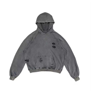 Sweat à capuche décontracté pour femme, coupe ample, effet usé, en molleton de coton doux, délavage délavé, ourlet côtelé, poche kangourou, style streetwear décontracté - Product Image 6