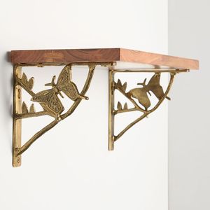 Decorative Solid Brass <b>Shelf</b> Bracket with Artistic Floral Design for Premium Wooden <b>Floating</b> <b>Shelf</b> Installation - Product Image 6