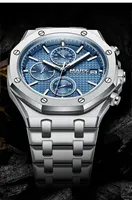 Montre à quartz Mark Fairwhale pour homme, acier inoxydable, diamètre 43 mm, résistance à l'eau 3 ATM, montre-bracelet de ville et d'affaires FW-5860