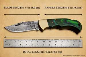 Cuchillo Plegable OEM con Mango de Resina Verde, Hoja de Acero Estampada y Funda de Cuero - Product Image 6