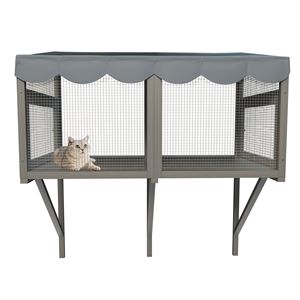 Catio di medie dimensioni in legno con finestra, espandibile, per gatti da interno, sicuro e confortevole, con accesso esterno e spazio per gattini - Product Image 2