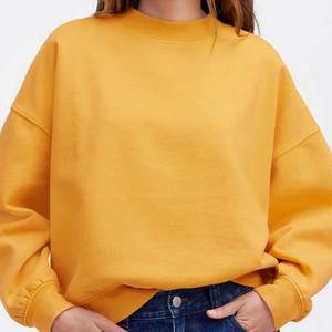 Sudadera de Cuello Alto Oversize para Mujer, de Alta Calidad, Color Sólido, Hombros Caídos, Manga Larga, Transpirable, 100% Algodón, Estilo Otoñal - Product Image 6
