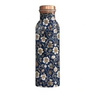 Bouteille en cuivre pur à imprimé botanique de luxe, directement de l'usine, pour boissons ayurvédiques, anti-fuite, pour la santé - Product Image 6