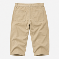 Pantalones Capri Casuales de Tres Cuartos para Hombre, de Algodón Twill, Cintura Alta con Cordón, Pantalones Cortos para Primavera y Playa, Sostenibles