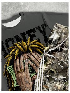 Men Graphic Tracksuit Set 2 Piece Short Sleeve T Shirt and <b>Flared</b> Drawstring <b>Sweatpants</b> OEM <b>Wholesale</b> - Product Image 3