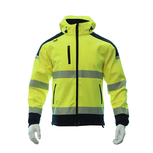 Waterproof Lightweight <b>SoftShell</b> Reflective <b>Hi</b> <b>Vis</b> Construction Safety Men's <b>Jackets</b> - Product Image 6