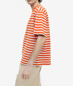 Custom Orange <b>White</b> Striped T Shirt Mens Cotton Oversized <b>Tee</b> Casual Summer Loose Fit Horizontal Stripe Streetwear Fashion Top - Product Image 6