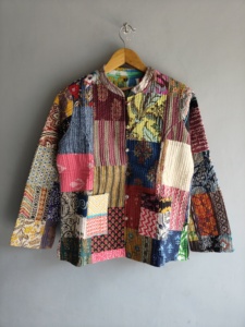 Quilted <b>Patchwork</b> <b>Jacket</b> Women's Mandarin Collar Full Sleeve Cotton Autumn Style Regular Length Button Closure gift for her - Product Image 1