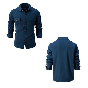 Chemises décontractées pour hommes à col rabattu personnalisé, en tricot, à manches longues, disponibles au prix le plus bas - Product Image 3