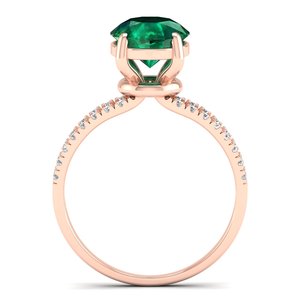 Bague solitaire en or massif 14 carats avec émeraude ronde de 2 carats, design de luxe REYES, certifiée IGI, pour femmes - Product Image 4