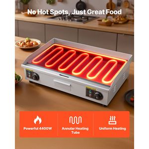 Plancha Eléctrica de Acero Inoxidable de 2800W, 28.54 x 15.75 Pulgadas, 122/570F, Control de Temperatura Ajustable, Fuente de Alimentación a Gas - Product Image 3