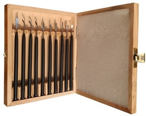 230A SUNTOOLS/STIPL Jewelry <b>Engraving</b> <b>Tools</b> Set Iron Wax Carving Kit Wooden Box for DIY Jewelry Making - Product Image 2