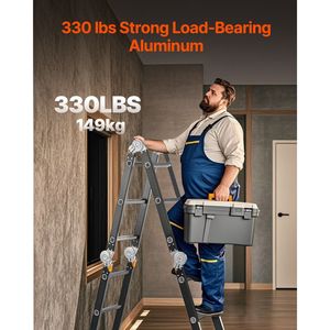 7-in-1 Multi-Purpose Folding <b>Telescoping</b> <b>Ladder</b> 12ft Tall Extension Step Frame 3 Step Scaffolding Plank 3-in-1 Folding <b>Ladder</b> - Product Image 3