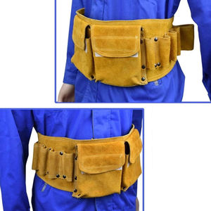 Wholesale Custom Professional 100%Heavy Duty <b>Tool</b> <b>Belt</b> With Multiple Pockets Tan Leather And Canvas Construction For Workshop Us - Product Image 4