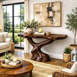 Tables consoles en bois massif naturel, design unique, pour décoration d'appartement écologique, meubles en bois, mobilier d'hôtel, design de meubles. - Product Image 3