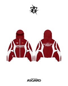 Conjunto de Sudadera con Cremallera y Pantalones Red White Black Ice Legacy |   Chándal Oversize de Estilo Urbano |   Fabricante de Marca Privada OEM - Product Image 2