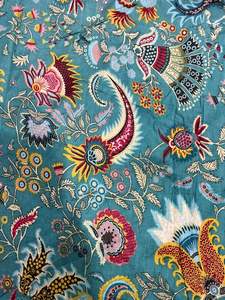 Bohemian Floral Printed Eco-Friendly Organic Cotton Fabric for Dresses Home Textiles <b>Bags</b> Curtains Premium Multicolor Design - Product Image 4