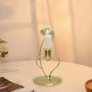 Modern <b>Brass</b> Heart Shape <b>Candle</b> <b>Holder</b> With Fan Leaf Design Decorative Table Centerpiece Valentine's Day Home Decor - Product Image 6