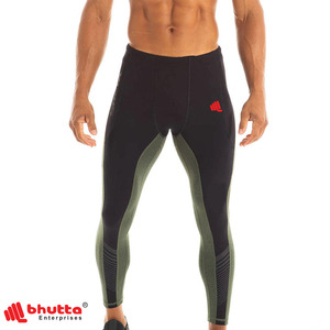 Legging de sport pour homme bicolore respirant et antibactérien avec panneaux rayés et imprimé à la taille – Vente en gros - Product Image 1