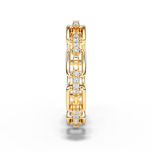 Anillo de cadena moderno con diamantes cultivados en laboratorio, oro macizo de 14K, banda apilable con diamantes redondos, joyería minimalista de compromiso - Product Image 4