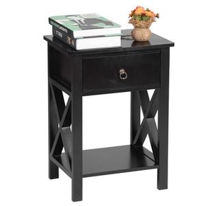 Modern FCH Nightstand with 1 Drawer and <b>Storage</b> Shelf Black End <b>Table</b> and <b>Side</b> <b>Table</b> - Product Image 3