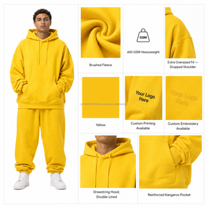 Conjunto de Chándal de Forro Polar Grueso para Hombre, Estilo Holgado y Transpirable, 400 GSM, con Logotipo Personalizado Directo de Fábrica, para Otoño - Product Image 2