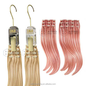 Astrid Custom Logo Non Woven Wood Acrylic Smoke Black Space Saving Single Wardrobe Garage Wig Hair Extension Hangers - Product Image 3