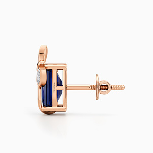Boucles d'oreilles clous de luxe en pierre précieuse bleue taille émeraude pour femme, en or 10K 14K 18K et argent 925 935, bijoux fins d'inspiration naturelle - Product Image 4