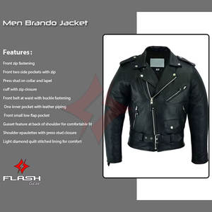 Chaquetas de Cuero Brando Hechas a Medida para Hombre, Chaqueta de Motociclista Elegante de Cuero Napa Auténtico de la Colección Alex Men's Wear Ambassador - Product Image 4