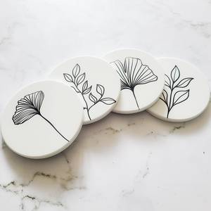 Classic Leaf Design White <b>Coaster</b> Suitable For Office Workspace Desk Organization And <b>Table</b> Protection Purpose From India - Product Image 3