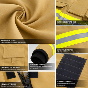 Tenue de protection ignifuge personnalisable pour pompiers, uniforme de sauvetage haute visibilité, style deux pièces - Product Image 6
