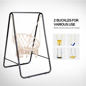 Outdoor Black <b>Hammock</b> Chair Stand 2 Hooks Max Load 600lbs Swing Stand Only Fits Most Hotel Hanging Chairs (Without <b>Hammock</b>) - Product Image 4