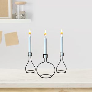 Porte-bougie sur pied long en fer plaqué laiton, fait main, pour centre de table de mariage et décoration intérieure - Product Image 1