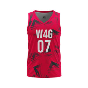 Camiseta de Baloncesto Personalizada con Cuello en V para Adultos, 100% Poliéster, Logotipo Frontal Impreso por Transferencia de Calor, Absorbe la Humedad, Transpirable, de Secado Rápido - Product Image 4