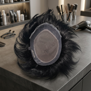 ทูเป้ผมแท้ของผู้ชายแบบอินเดีย Remy Hair  ทรงตรง  ความหนาแน่น 130%  ฐานโมโน  ปมมองไม่เห็น  แสกกลาง - Product Image 5