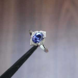 Bague Tanzanite en argent sterling 925, bijoux en pierres précieuses, bague de promesse pour femmes, bijoux fins élégants, cadeau - Product Image 2