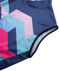 Maillot de cyclisme sans manches pour femme, motif géométrique, bleu, rose, violet, coupe-vent, respirant, gilet de vélo, haut de performance pour le cyclisme - Product Image 3