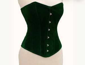 Women Green Velvet Corset Shaper Firm Control Tummy Control Breathable Front Busk Adult Size Daily Wear Steel Boned Over Bust - Product Image 2
