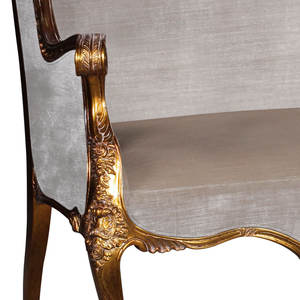 Sofá Clásico de Tres Plazas para Sala de Estar, Diseño Francés, Madera de Teca Sólida, Tapicería de Tela, Estructura Tallada a Mano, para Apartamento de Lujo - Product Image 4